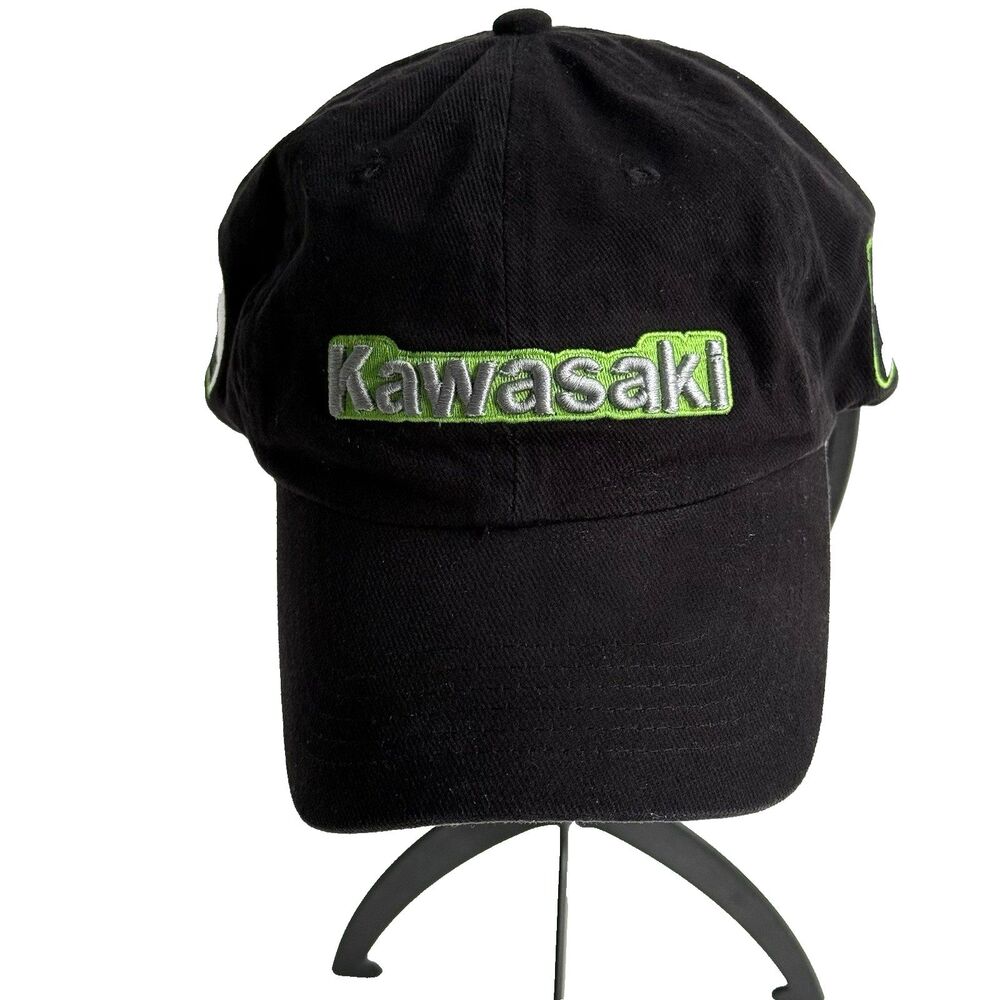 Kawasaki Embroidered Logo Forte Gear Baseball Hat Adjustable Black Green Cotton